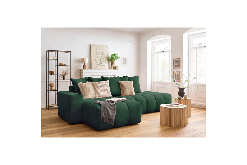 Fixed MONT WHITE fabric corner sofa - Left-hand corner - BOBOCHIC - The Bradery