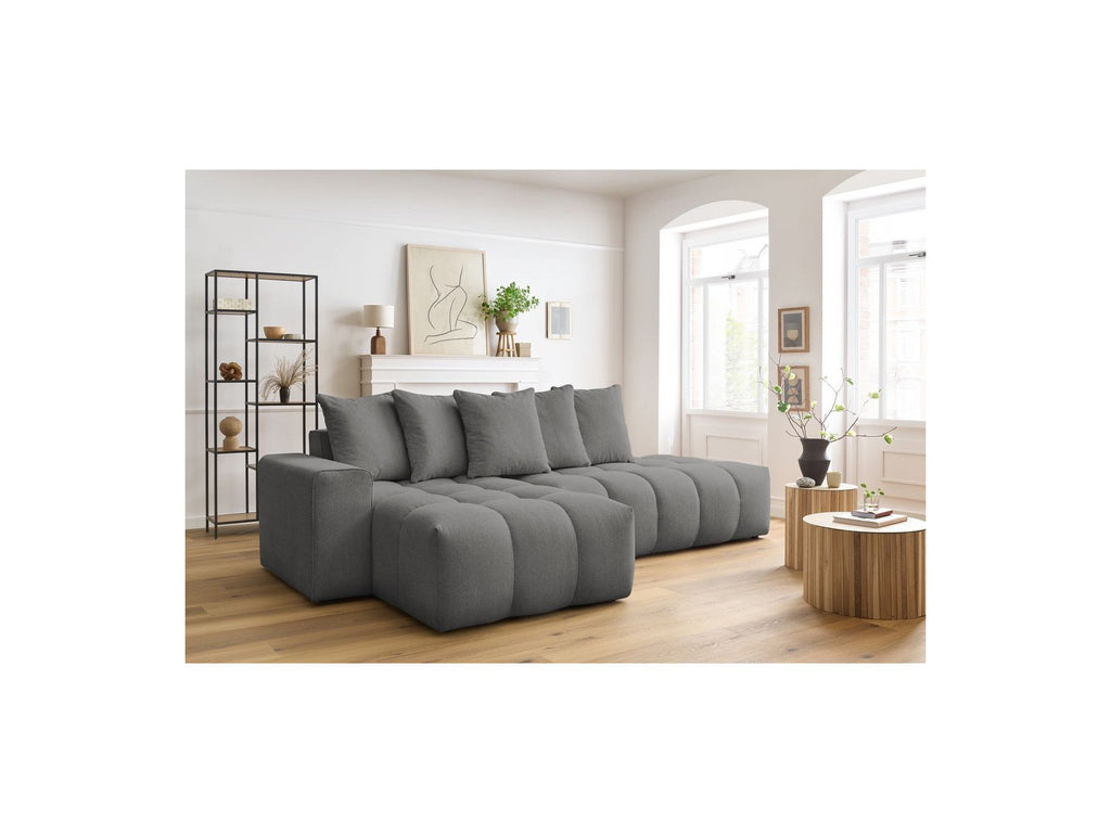 Fixed corner sofa MONT WHITE in fabric - Left-hand corner - BOBOCHIC - The Bradery