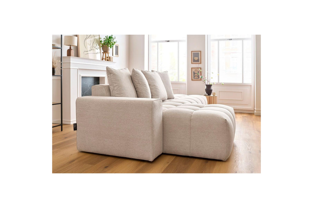 Fixed MONT WHITE fabric corner sofa - Left-hand corner - BOBOCHIC - The Bradery