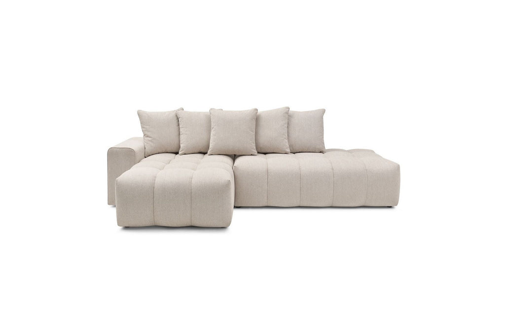 Fixed corner sofa MONT WHITE in fabric - Left-hand corner - BOBOCHIC - The Bradery