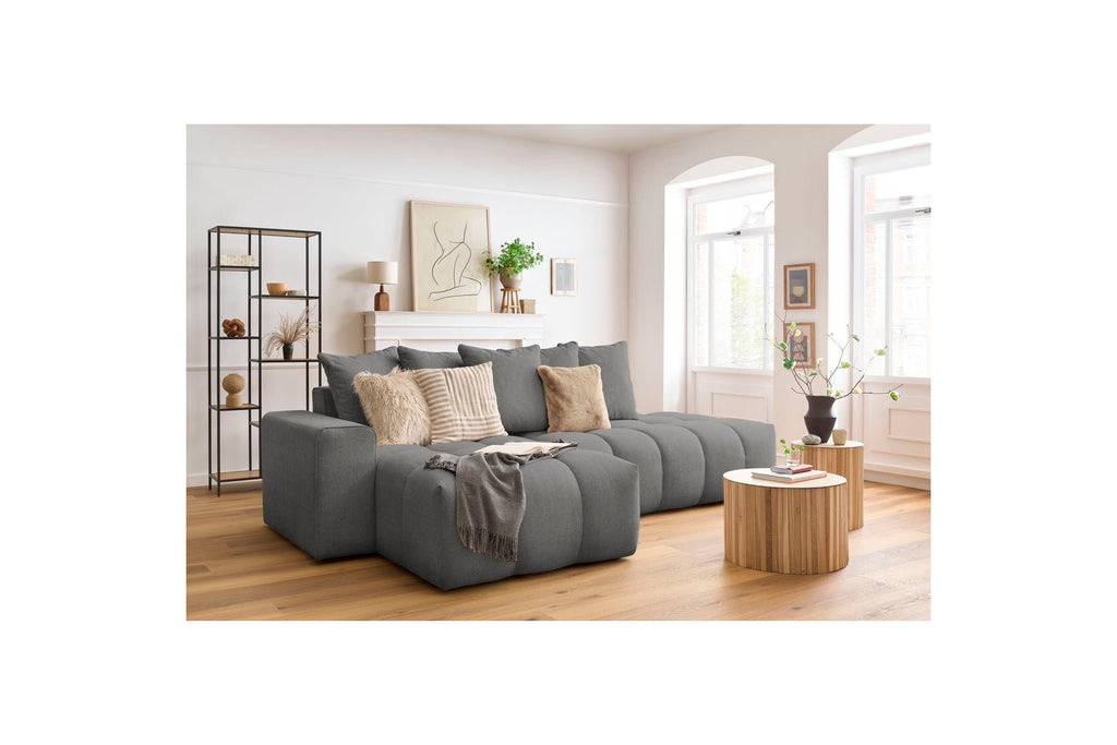 Fixed MONT WHITE fabric corner sofa - Left-hand corner - BOBOCHIC - The Bradery