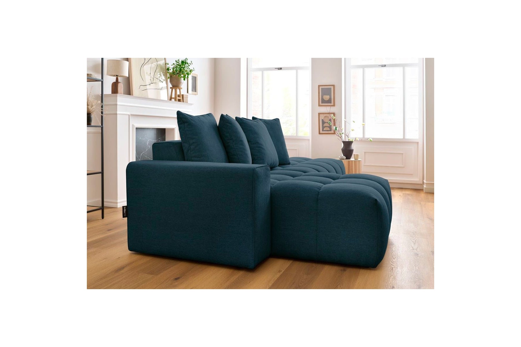 Fixed MONT WHITE fabric corner sofa - Left-hand corner - BOBOCHIC - The Bradery