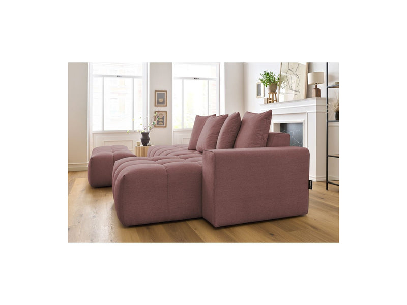 Canapé d'angle fixe MONT BLANC en tissu avec pouf - Angle droit - BOBOCHIC - The Bradery