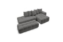 Canapé d'angle fixe MONT BLANC en tissu avec pouf - Angle droit - BOBOCHIC - The Bradery
