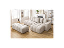 Canapé d'angle fixe MONT BLANC en tissu avec pouf - Angle droit - BOBOCHIC - The Bradery