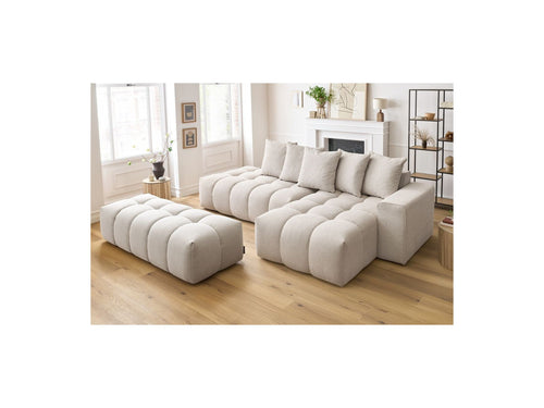 Canapé d'angle fixe MONT BLANC en tissu avec pouf - Angle droit - BOBOCHIC - The Bradery
