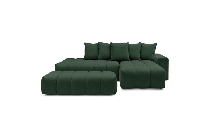 Canapé d'angle fixe MONT BLANC en tissu avec pouf - Angle droit - BOBOCHIC - The Bradery