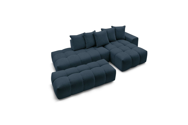Canapé d'angle fixe MONT BLANC en tissu avec pouf - Angle droit - BOBOCHIC - The Bradery