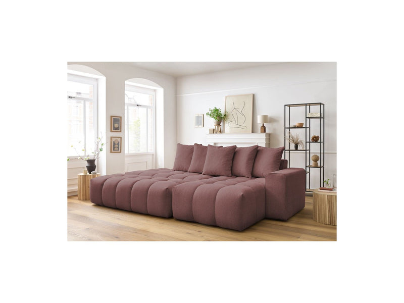 Canapé d'angle fixe MONT BLANC en tissu avec pouf - Angle droit - BOBOCHIC - The Bradery