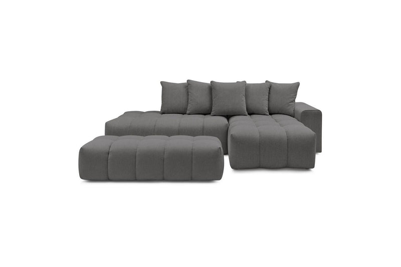 Canapé d'angle fixe MONT BLANC en tissu avec pouf - Angle droit - BOBOCHIC - The Bradery