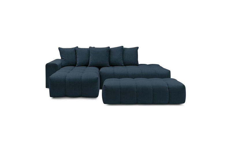 Canapé d'angle fixe MONT BLANC en tissu avec pouf - Angle gauche - BOBOCHIC - The Bradery