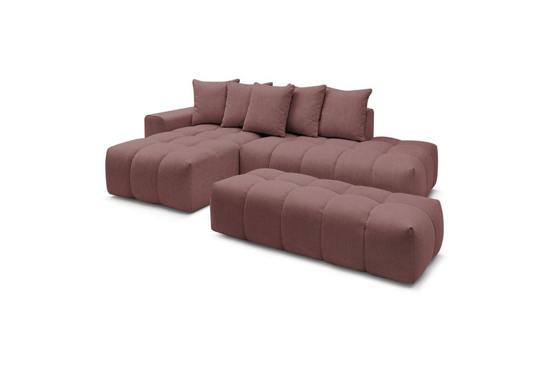 Canapé d'angle fixe MONT BLANC en tissu avec pouf - Angle gauche - BOBOCHIC - The Bradery