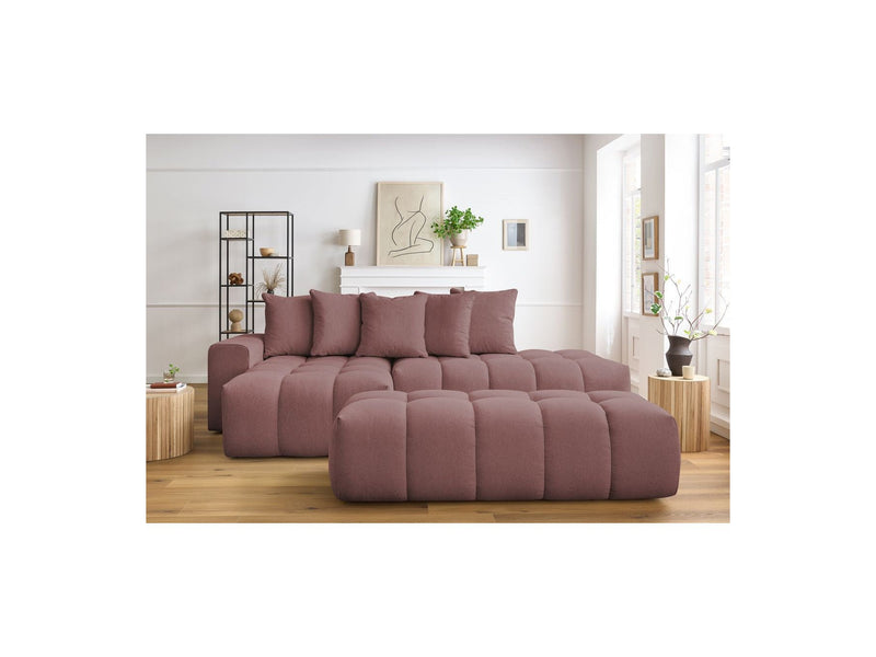 Canapé d'angle fixe MONT BLANC en tissu avec pouf - Angle gauche - BOBOCHIC - The Bradery