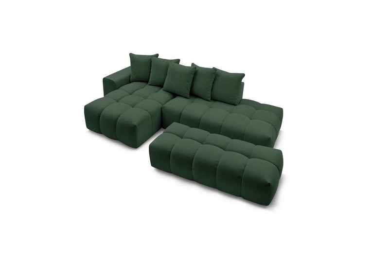 Canapé d'angle fixe MONT BLANC en tissu avec pouf - Angle gauche - BOBOCHIC - The Bradery