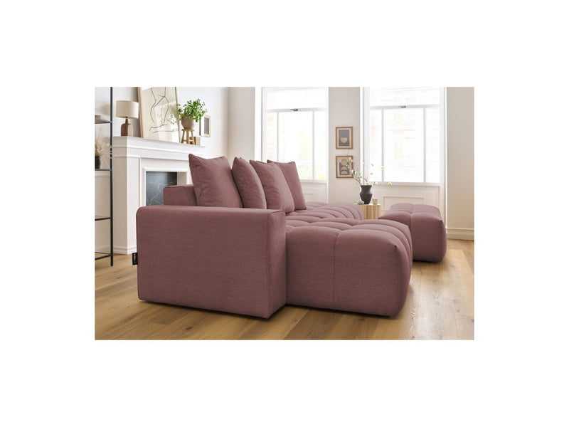 Canapé d'angle fixe MONT BLANC en tissu avec pouf - Angle gauche - BOBOCHIC - The Bradery