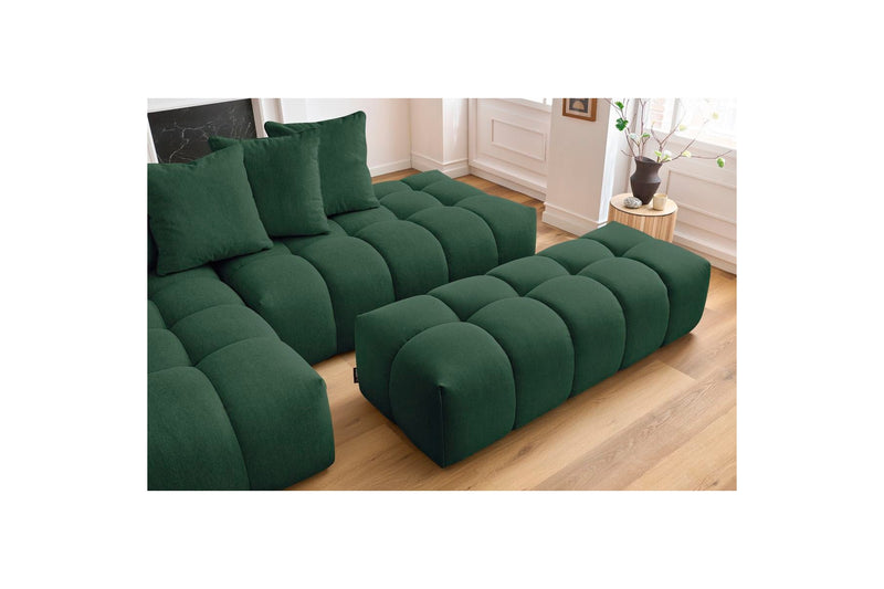 Canapé d'angle fixe MONT BLANC en tissu avec pouf - Angle gauche - BOBOCHIC - The Bradery