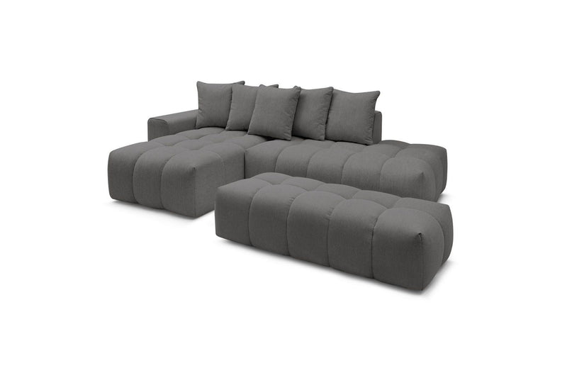 Canapé d'angle fixe MONT BLANC en tissu avec pouf - Angle gauche - BOBOCHIC - The Bradery