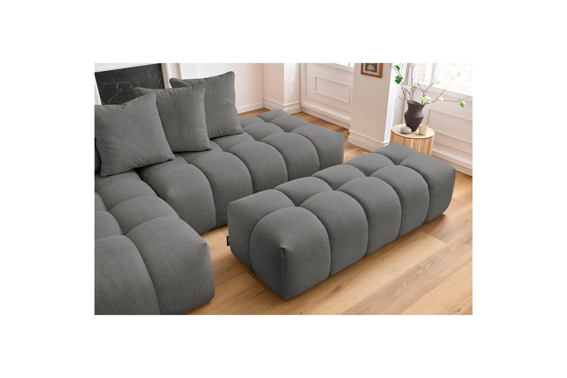 Canapé d'angle fixe MONT BLANC en tissu avec pouf - Angle gauche - BOBOCHIC - The Bradery