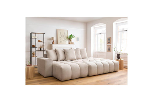 Canapé d'angle fixe MONT BLANC en tissu avec pouf - Angle gauche - BOBOCHIC - The Bradery