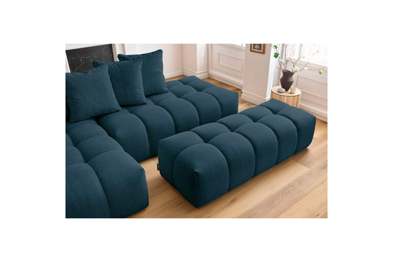 Canapé d'angle fixe MONT BLANC en tissu avec pouf - Angle gauche - BOBOCHIC - The Bradery