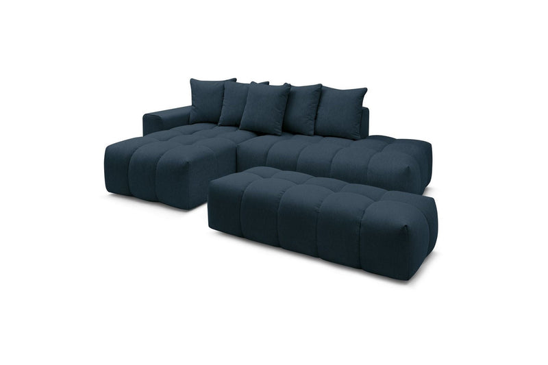 Canapé d'angle fixe MONT BLANC en tissu avec pouf - Angle gauche - BOBOCHIC - The Bradery