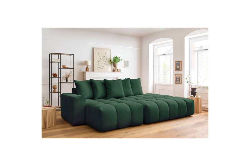 Canapé d'angle fixe MONT BLANC en tissu avec pouf - Angle gauche - BOBOCHIC - The Bradery