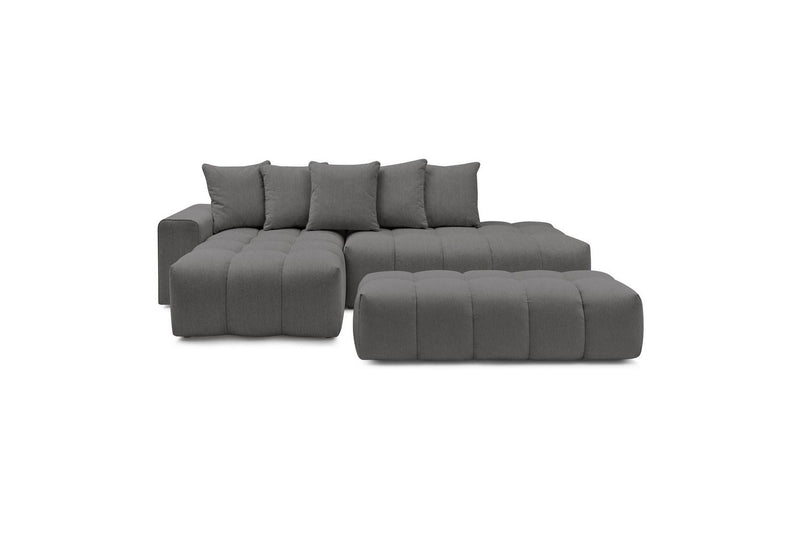 Canapé d'angle fixe MONT BLANC en tissu avec pouf - Angle gauche - BOBOCHIC - The Bradery