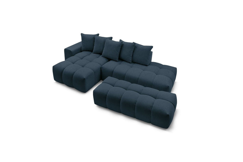 Canapé d'angle fixe MONT BLANC en tissu avec pouf - Angle gauche - BOBOCHIC - The Bradery