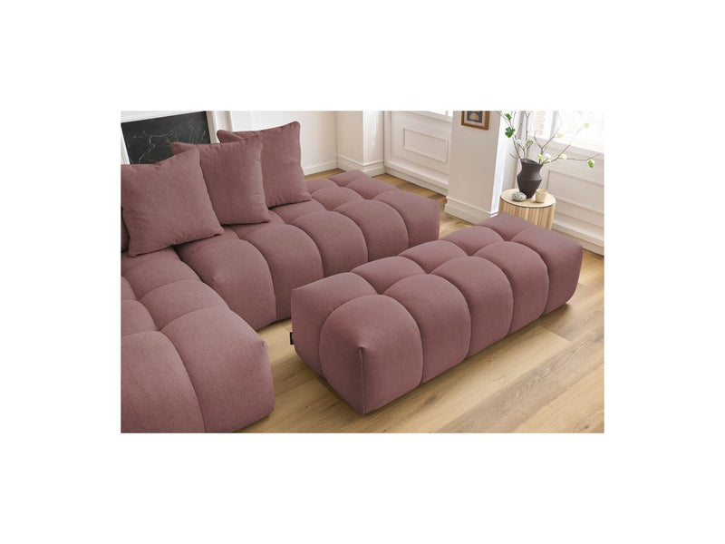 Canapé d'angle fixe MONT BLANC en tissu avec pouf - Angle gauche - BOBOCHIC - The Bradery