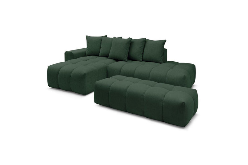 Canapé d'angle fixe MONT BLANC en tissu avec pouf - Angle gauche - BOBOCHIC - The Bradery