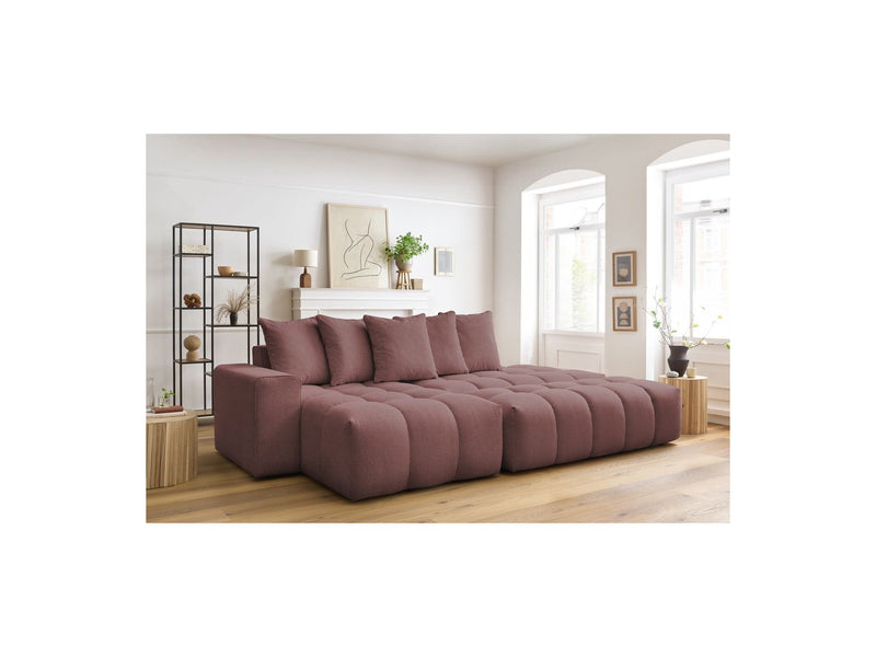 Canapé d'angle fixe MONT BLANC en tissu avec pouf - Angle gauche - BOBOCHIC - The Bradery