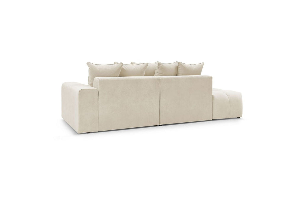 Fixed MONT WHITE corner sofa in velvet - Right-hand corner - BOBOCHIC - The Bradery