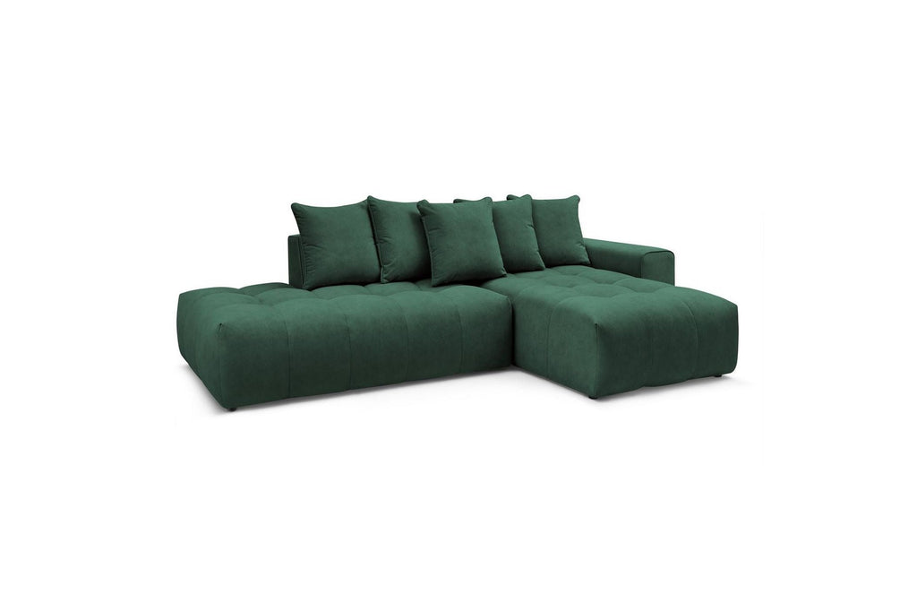MONT WHITE fixed corner sofa in velvet - Right-hand corner - BOBOCHIC - The Bradery