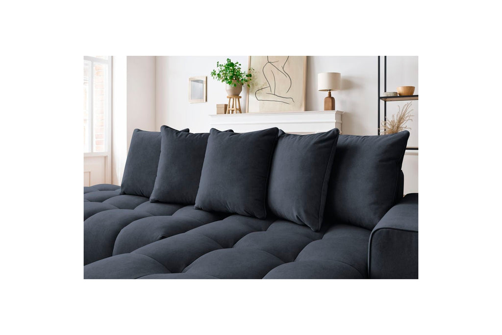 MONT WHITE fixed corner sofa in velvet - Right-hand corner - BOBOCHIC - The Bradery