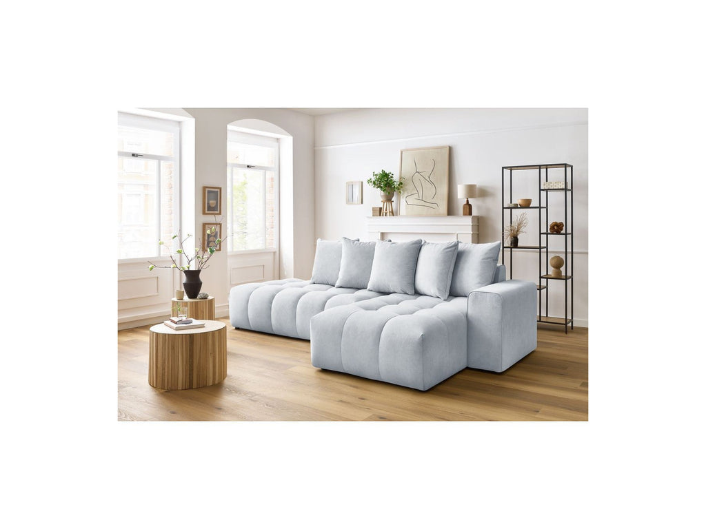 Fixed MONT WHITE corner sofa in velvet - Right-hand corner - BOBOCHIC - The Bradery
