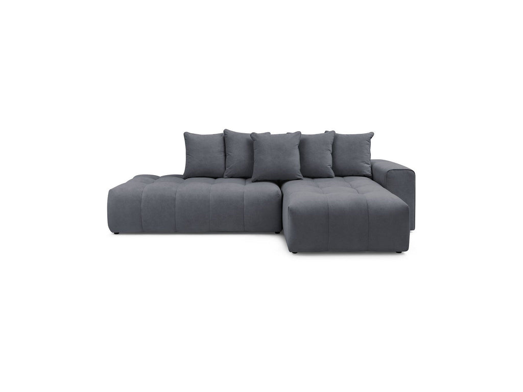 MONT WHITE fixed corner sofa in velvet - Right-hand corner - BOBOCHIC - The Bradery