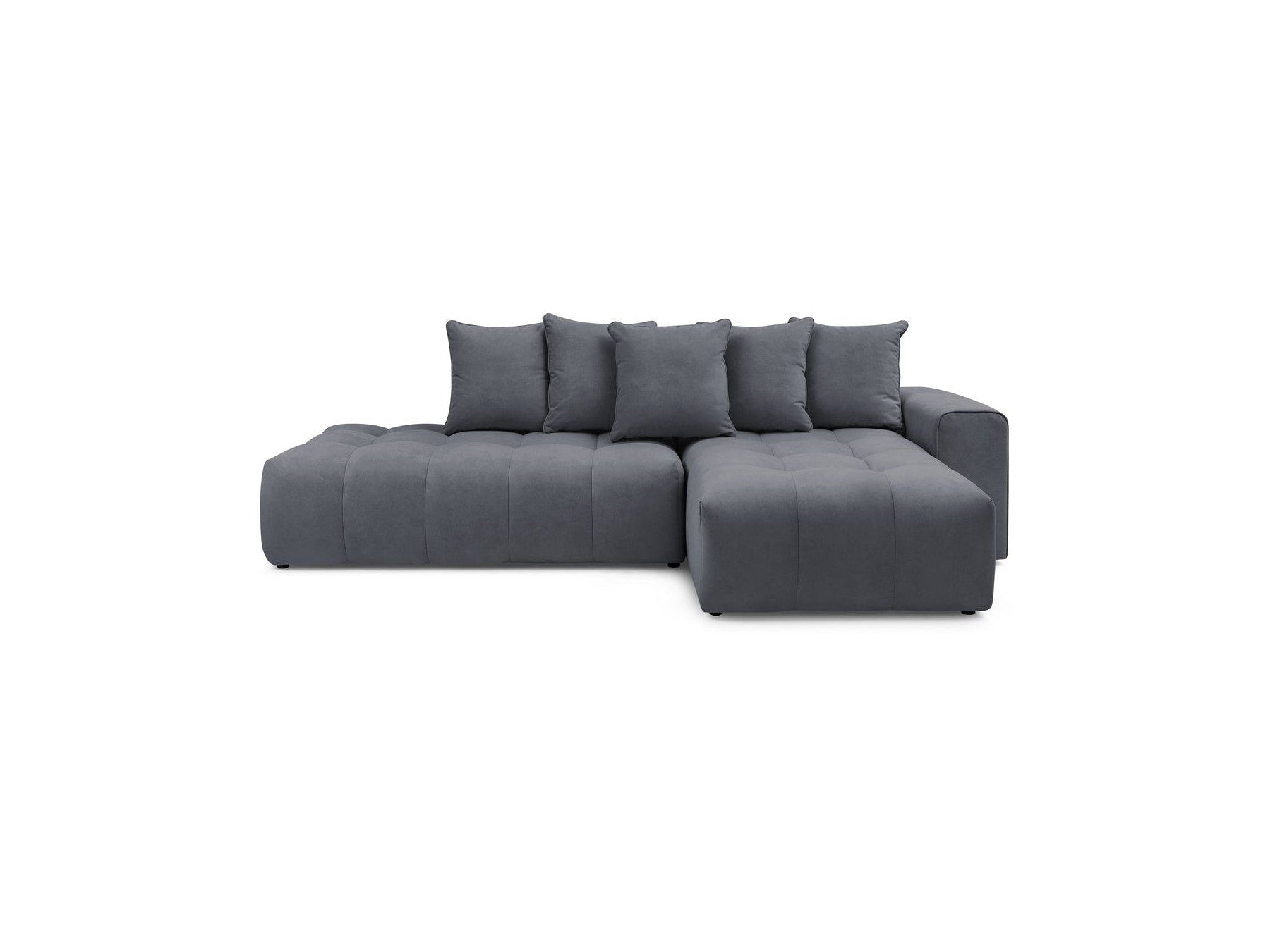 MONT WHITE fixed corner sofa in velvet - Right-hand corner - BOBOCHIC - The Bradery