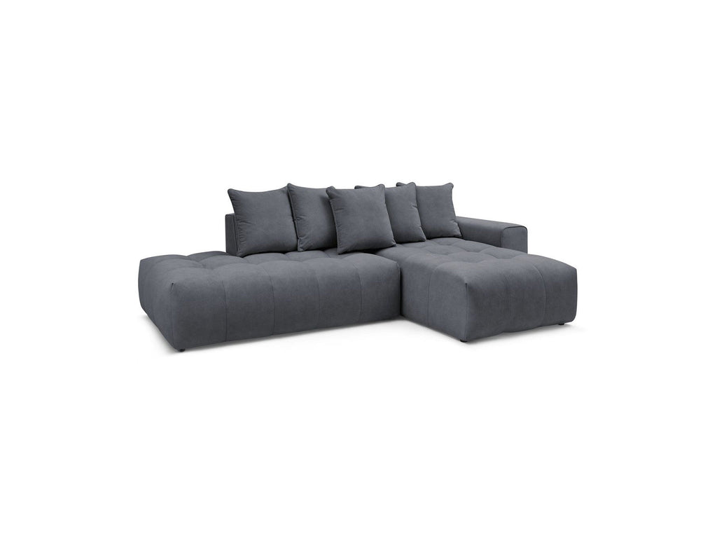 MONT WHITE fixed corner sofa in velvet - Right-hand corner - BOBOCHIC - The Bradery