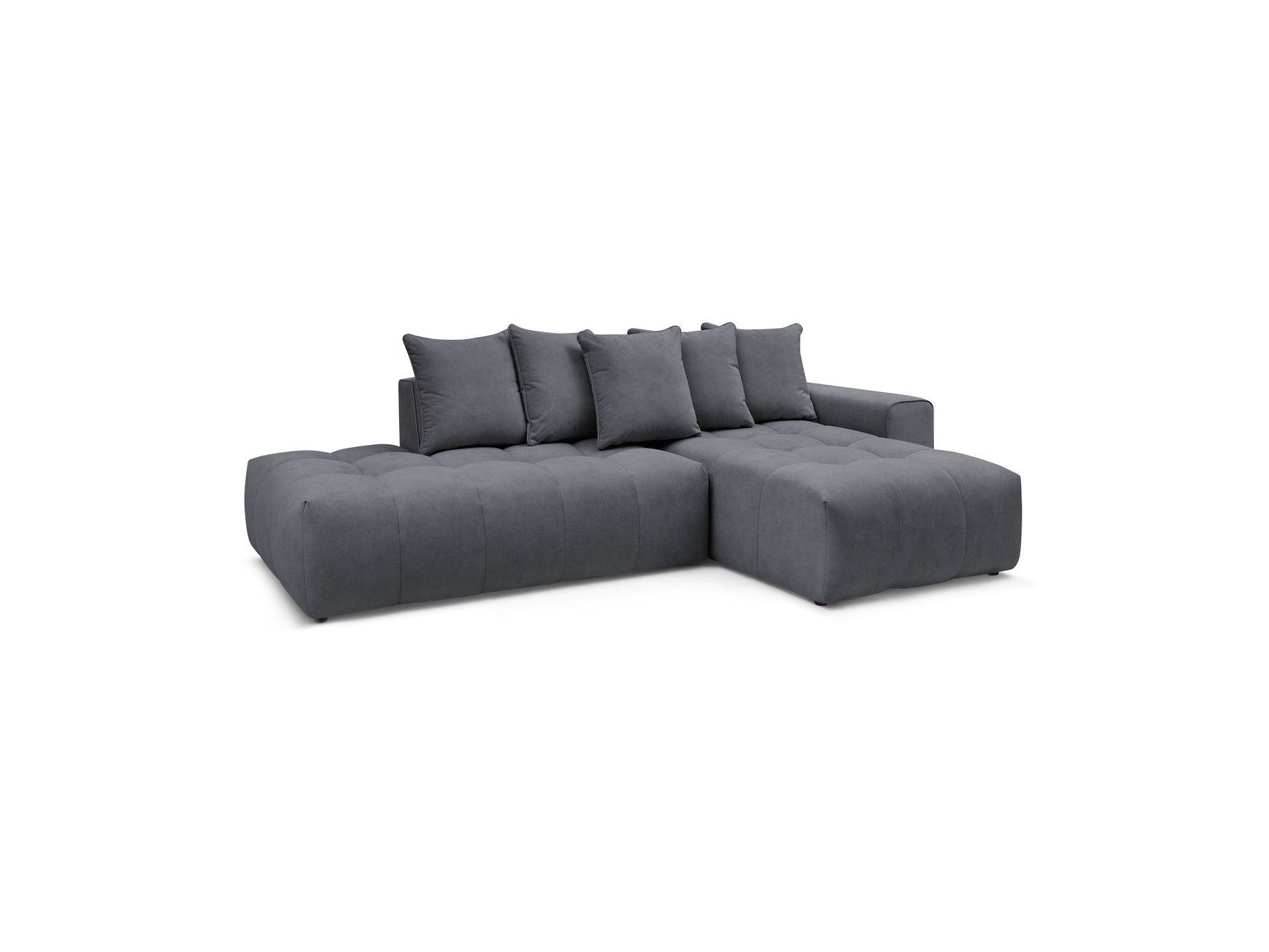MONT WHITE fixed corner sofa in velvet - Right-hand corner - BOBOCHIC - The Bradery
