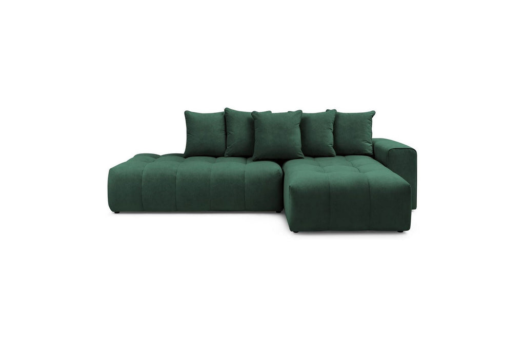 MONT WHITE fixed corner sofa in velvet - Right-hand corner - BOBOCHIC - The Bradery