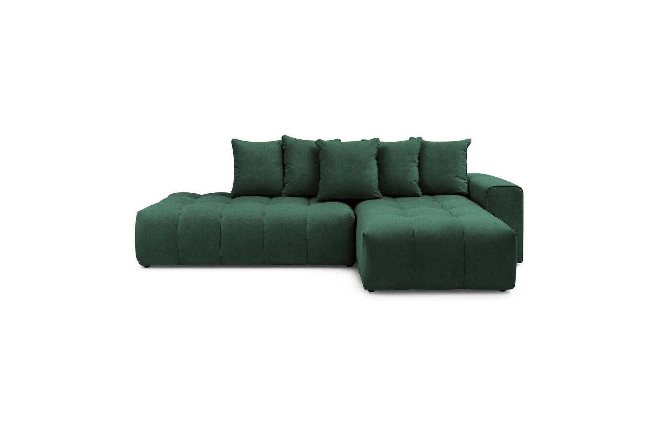 MONT WHITE fixed corner sofa in velvet - Right-hand corner - BOBOCHIC - The Bradery