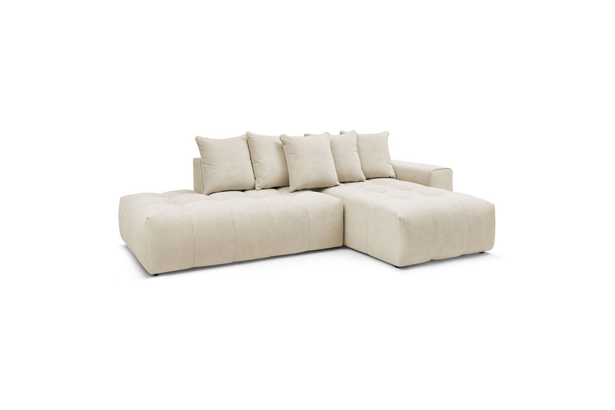 Fixed MONT WHITE corner sofa in velvet - Right-hand corner - BOBOCHIC - The Bradery