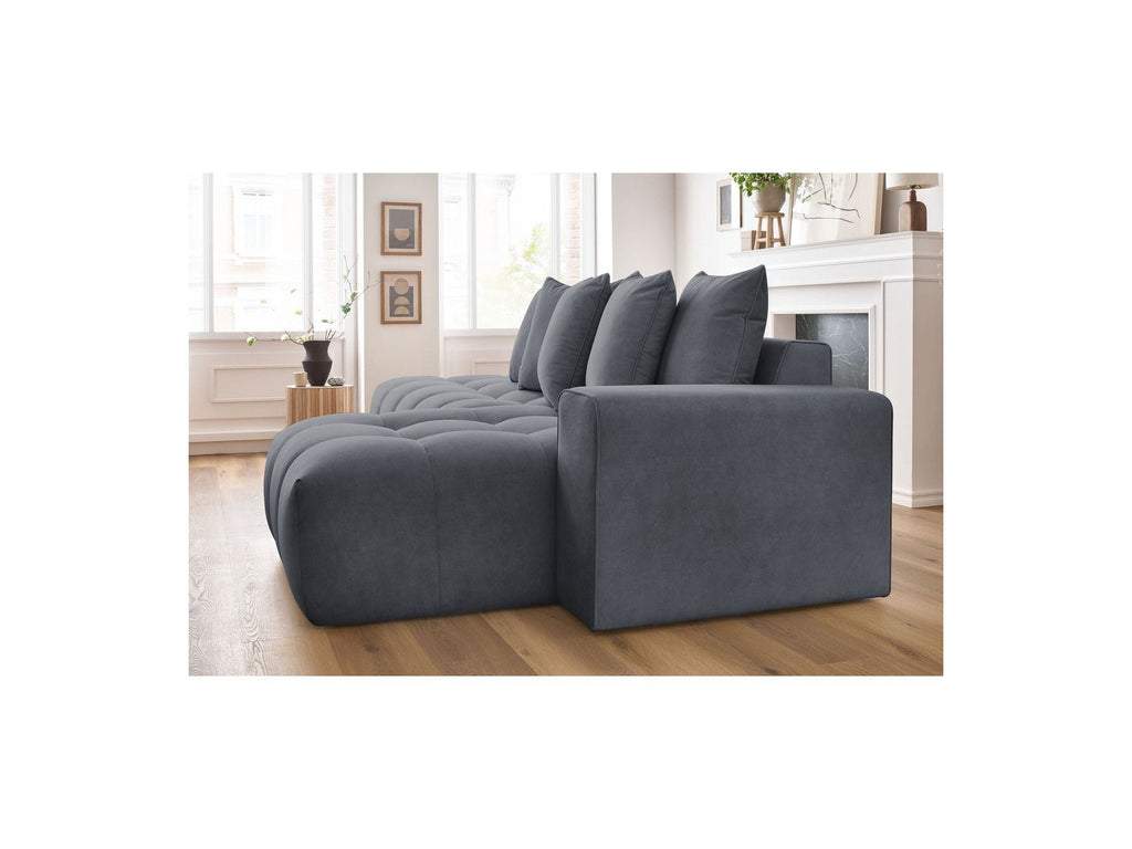 MONT WHITE fixed corner sofa in velvet - Right-hand corner - BOBOCHIC - The Bradery