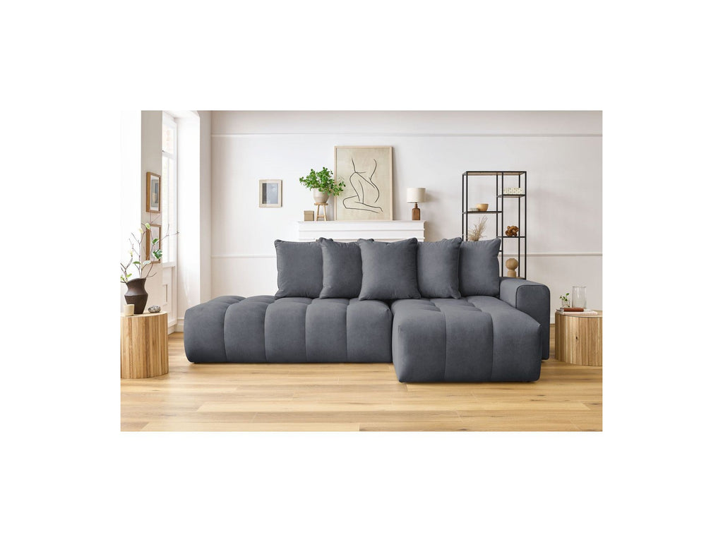Fixed MONT WHITE corner sofa in velvet - Right-hand corner - BOBOCHIC - The Bradery