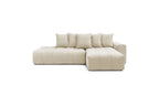 Fixed MONT WHITE corner sofa in velvet - Right-hand corner - BOBOCHIC - The Bradery