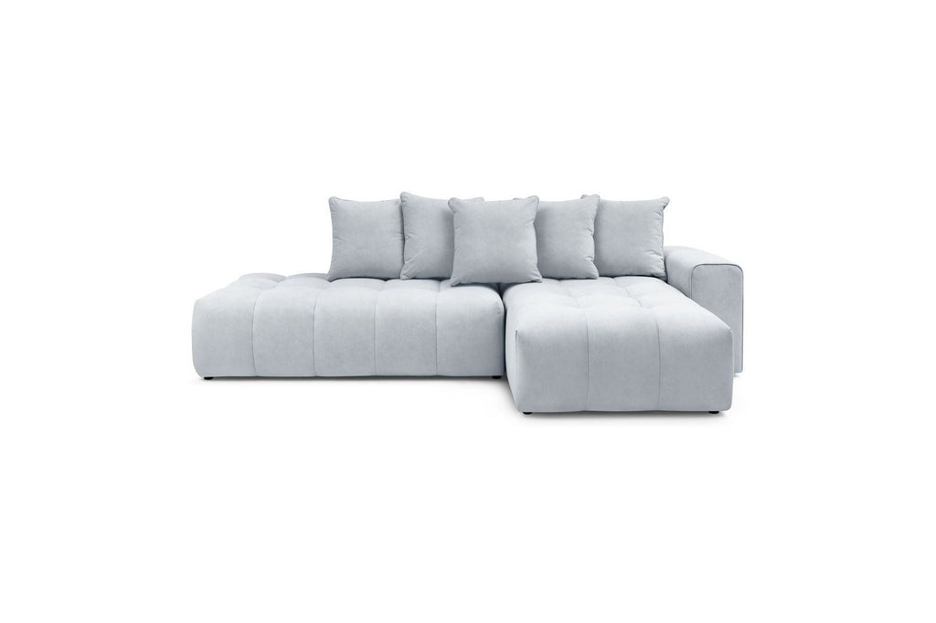 MONT WHITE fixed corner sofa in velvet - Right-hand corner - BOBOCHIC - The Bradery