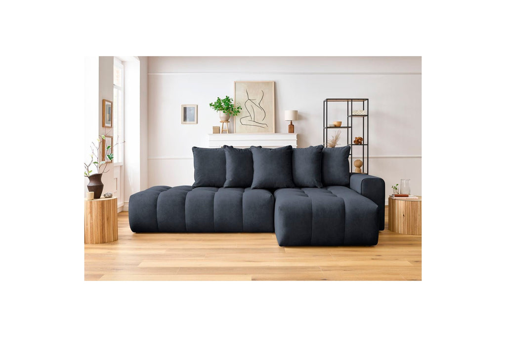 MONT WHITE fixed corner sofa in velvet - Right-hand corner - BOBOCHIC - The Bradery