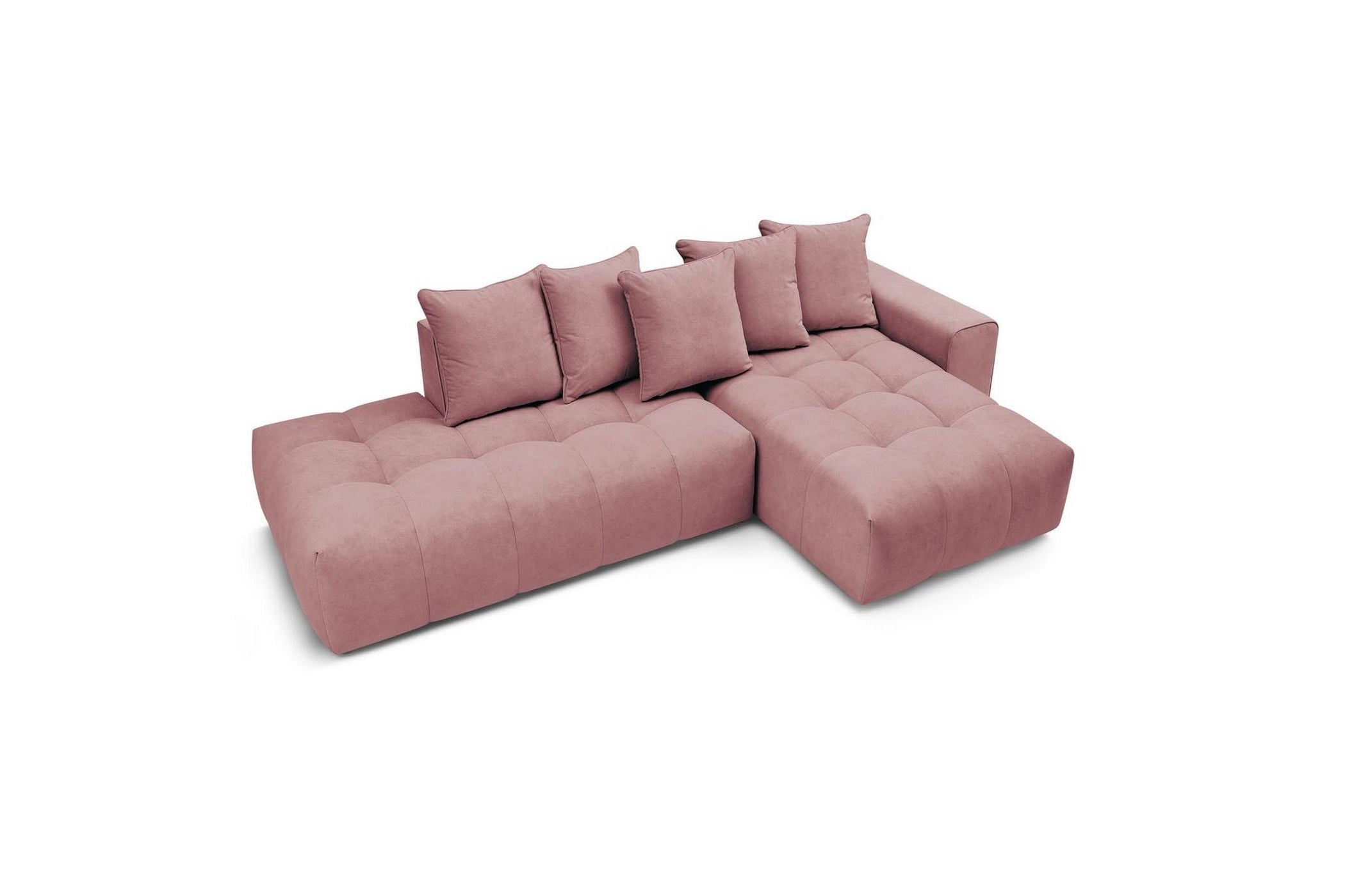 Fixed MONT WHITE corner sofa in velvet - Right-hand corner - BOBOCHIC - The Bradery