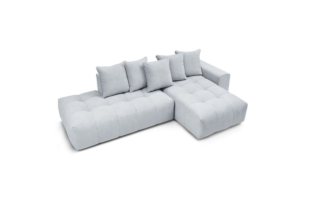 Fixed MONT WHITE corner sofa in velvet - Right-hand corner - BOBOCHIC - The Bradery