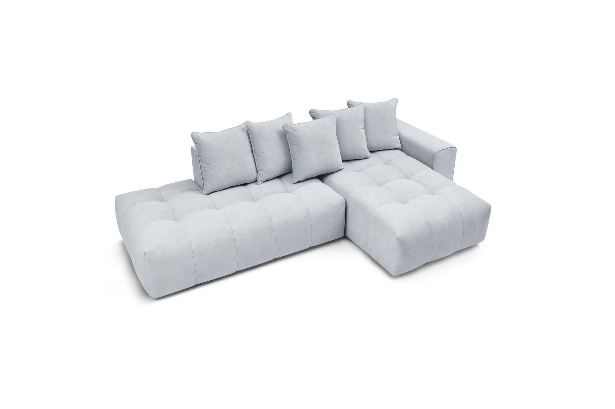 Fixed MONT WHITE corner sofa in velvet - Right-hand corner - BOBOCHIC - The Bradery